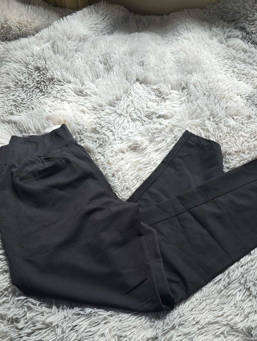 Men's Black Rib-Waist Jogger Pants